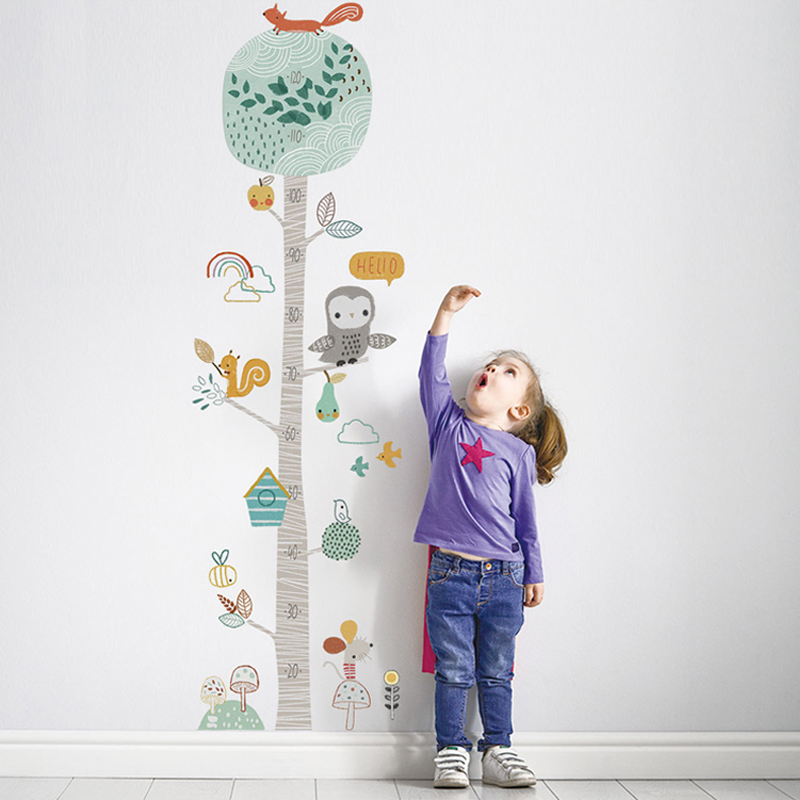 Growth Chart Ruler - Cartoon Forest Animal Tree Height Measure