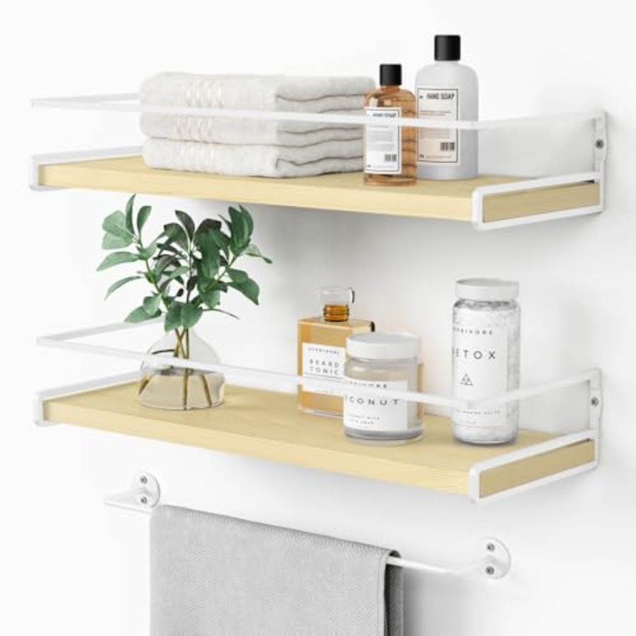 Baby Nursery Boy - Floating Shelves for Wall with Rail,