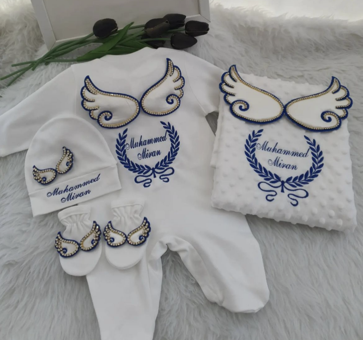 Baby Nursery Outfits - Dollbling Hospital Exit 5pcs Embroidery Name