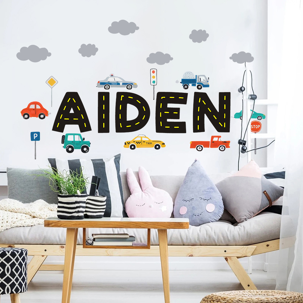 Custom Name Construction Vehic - Baby Nursery Wallpaper 리뷰 및 가격