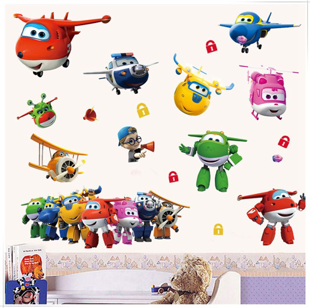 Hot Cartoon Super Wings Deform - Baby Nursery Wallpaper 리뷰 및 가격