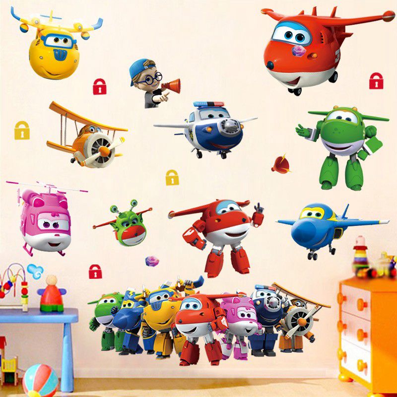 Hot Cartoon Super Wings Deform - Baby Nursery Wallpaper 리뷰 및 가격