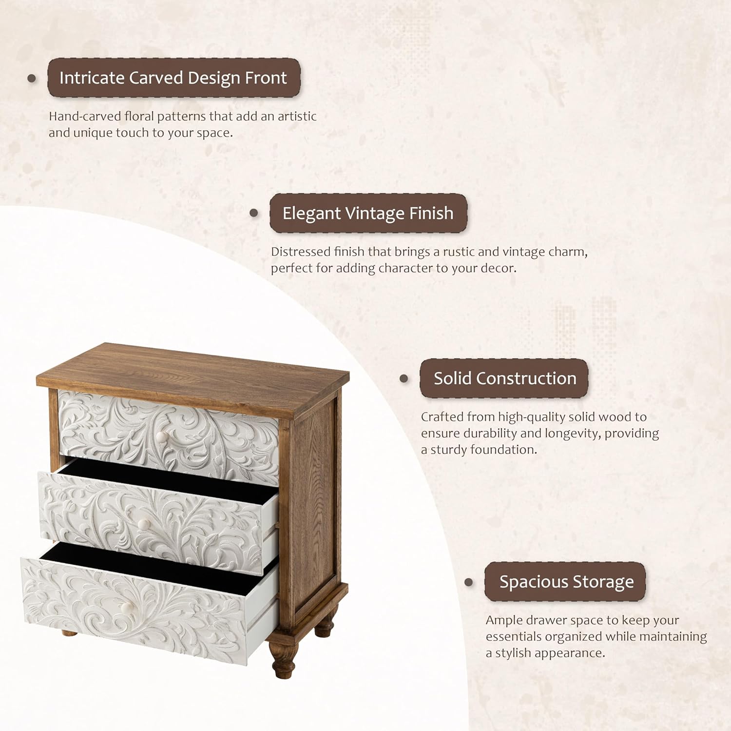 3 Drawer Farmhouse Dresser Emb - Drawer Dresser White 리뷰 및 가격