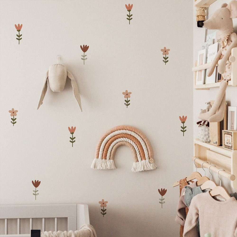 Boho Meadow Flowers Watercolor - Baby Nursery Vinyl Wall Stickers 리뷰 및 가격