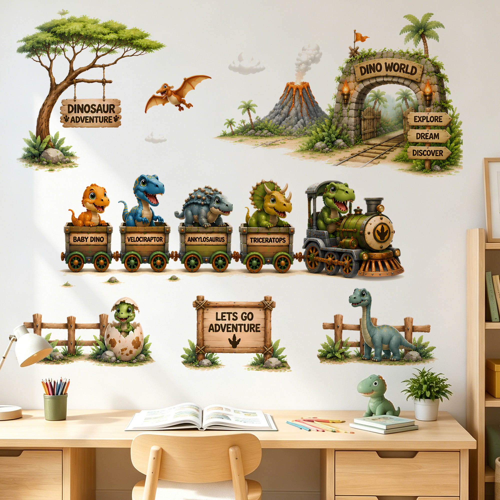 Cartoon Dinosaur Train Wall St - Baby Nursery Boy 리뷰 및 가격