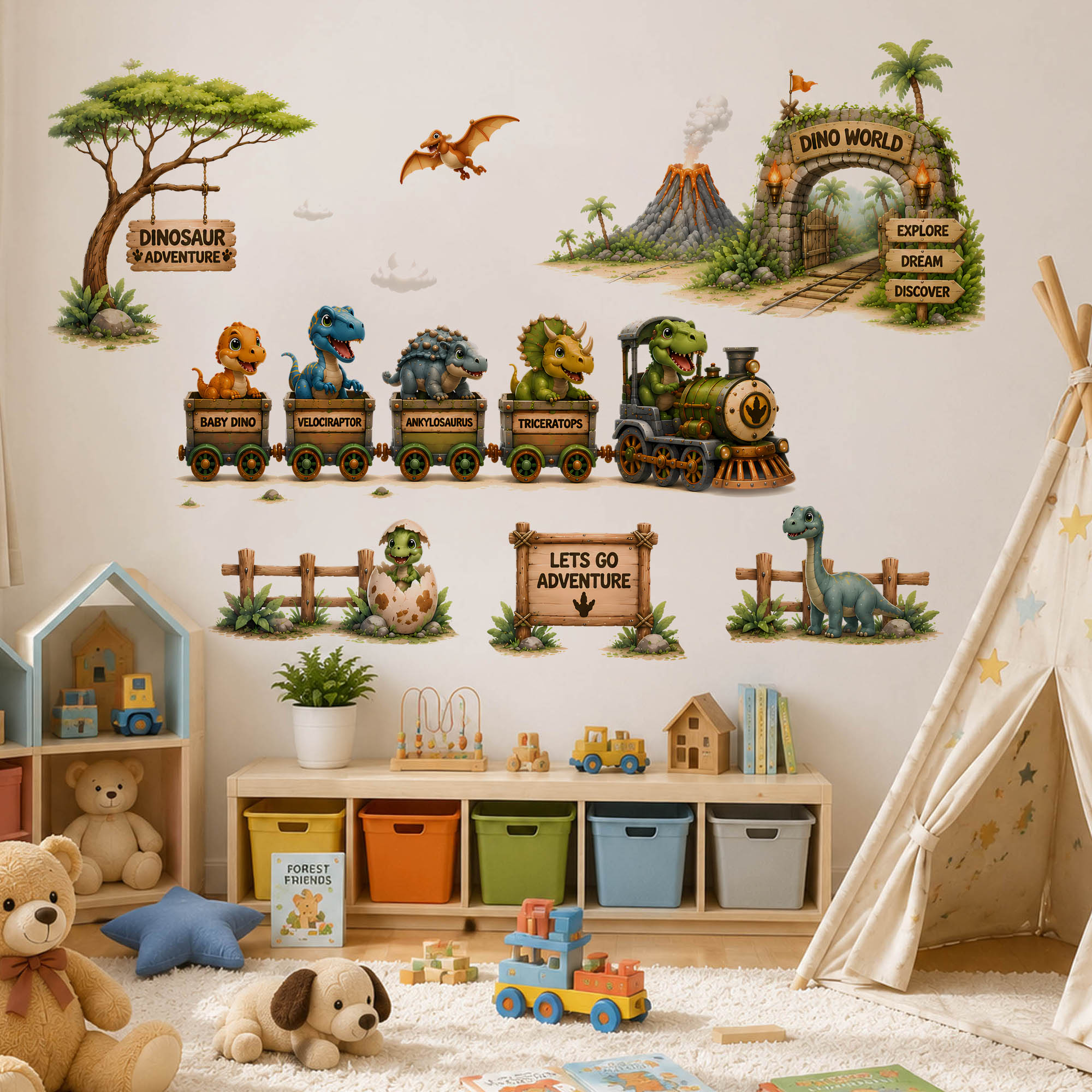 Cartoon Dinosaur Train Wall St - Baby Nursery Boy 리뷰 및 가격