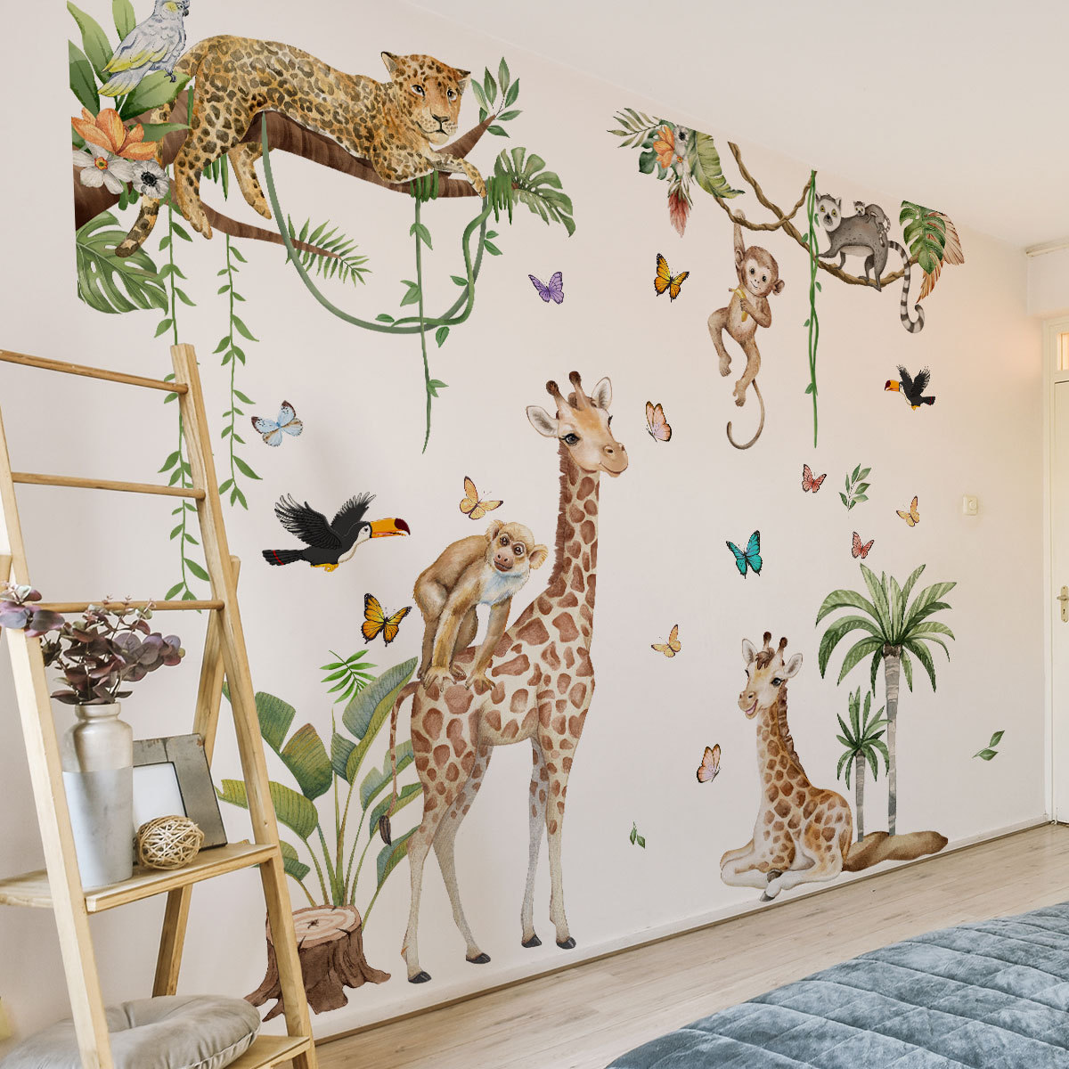 Large Forest Animals Wall Stic - Baby Nursery Jungle Wallpaper 리뷰 및 가격
