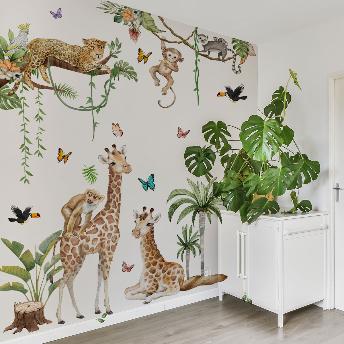 Large Forest Animals Wall Stic - Baby Nursery Jungle Wallpaper 리뷰 및 가격
