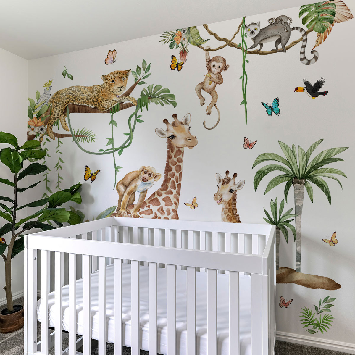 Large Forest Animals Wall Stic - Baby Nursery Jungle Wallpaper 리뷰 및 가격