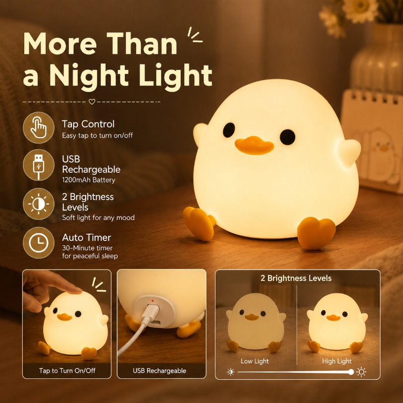 Cute Duck Night Light USB Rech - Baby Nursery Nurse 리뷰 및 가격