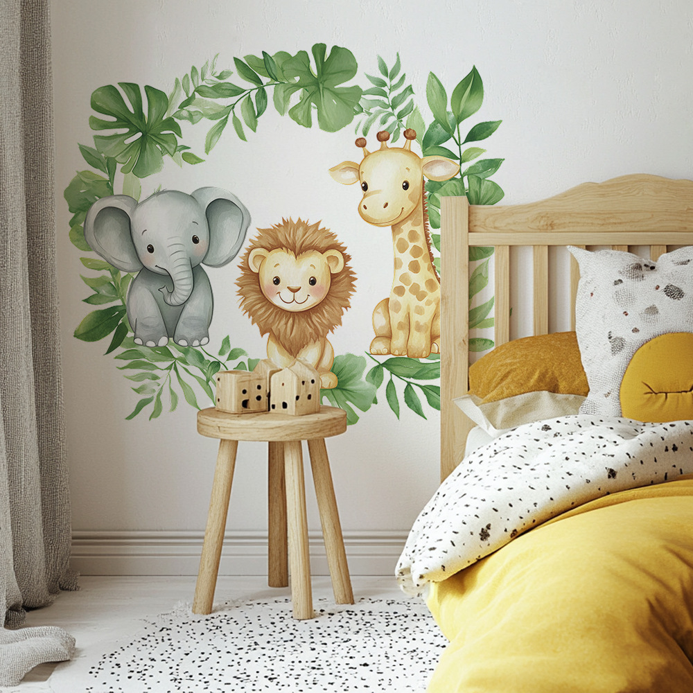 Large Watercolor Jungle Animal - Baby Nursery Jungle Wallpaper 리뷰 및 가격