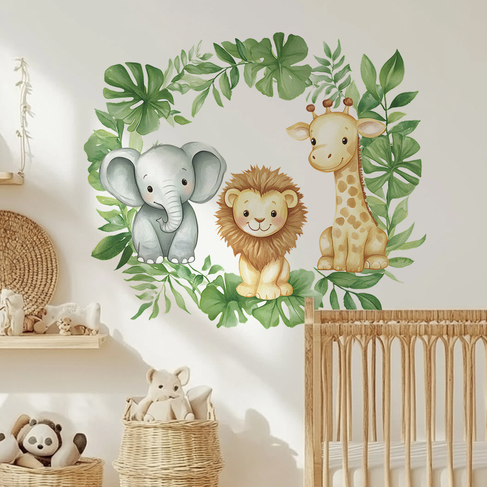 Large Watercolor Jungle Animal - Baby Nursery Jungle Wallpaper 리뷰 및 가격