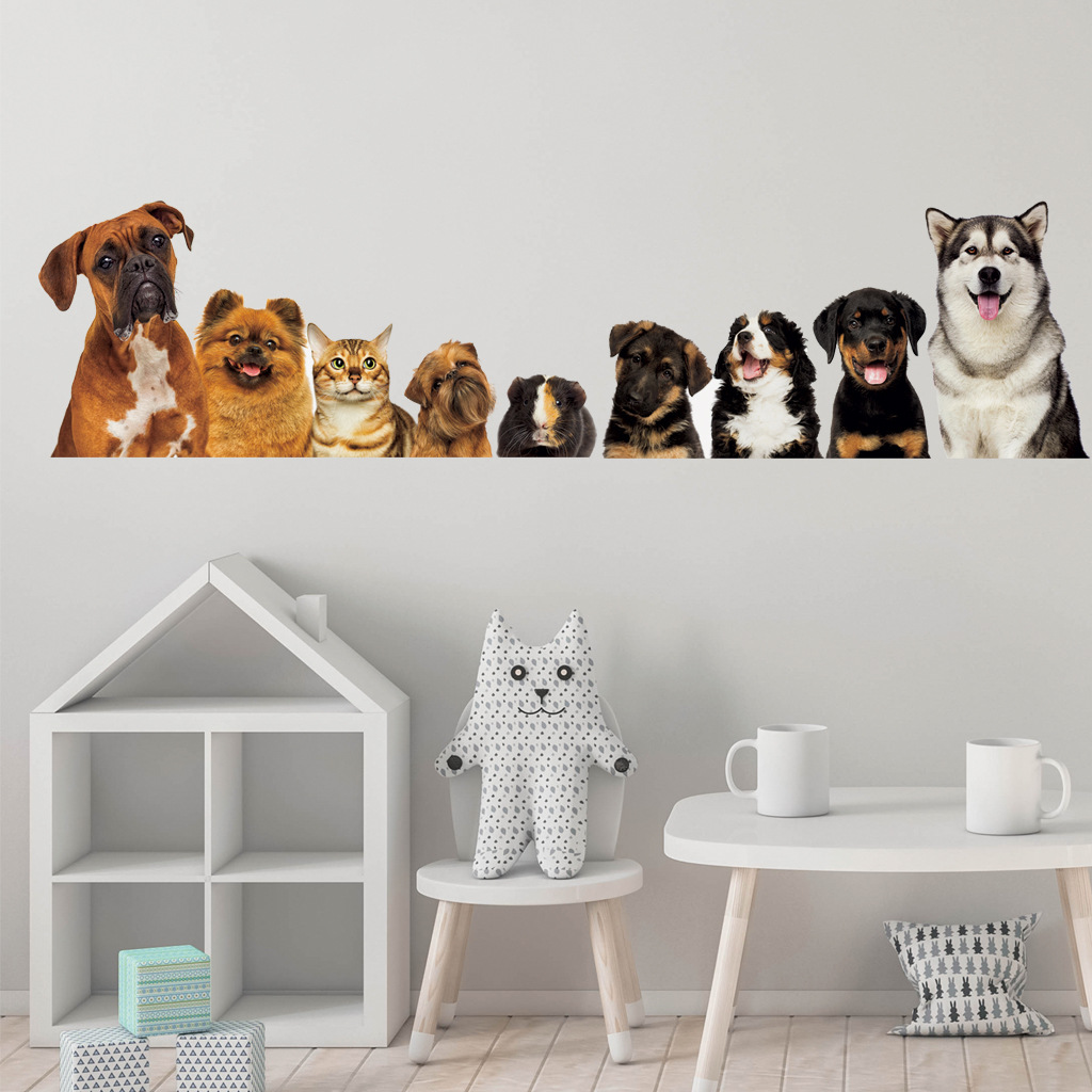 C30# 9 Cute Cats And Dogs Wall - Baby Nursery Wallpaper 리뷰 및 가격