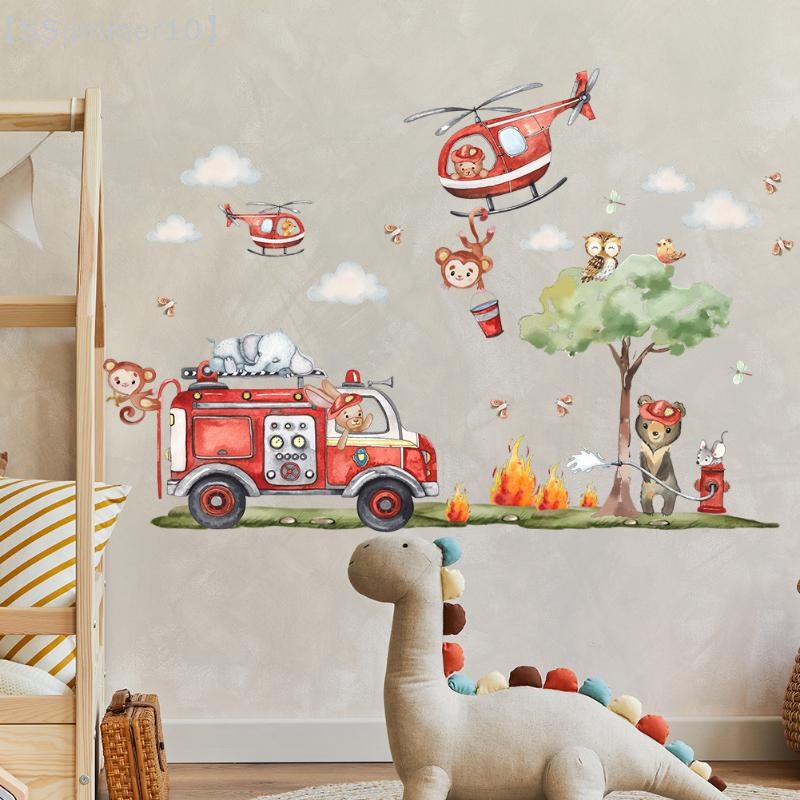【SSummer10】Cartoon Animal Fire - Baby Nursery Wallpaper 리뷰 및 가격