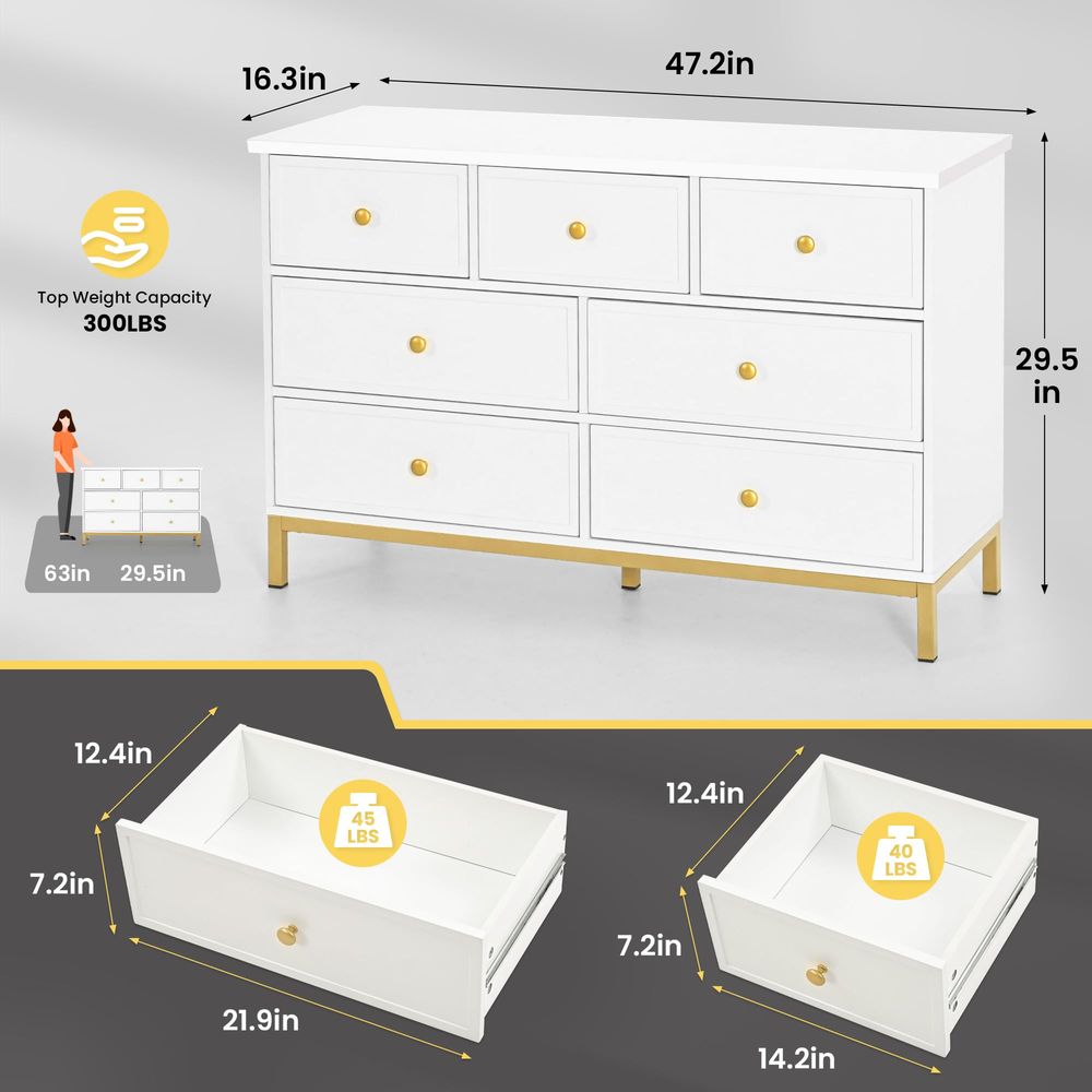Modern 7Drawer White Dresser,4 - Drawer Dresser White 리뷰 및 가격
