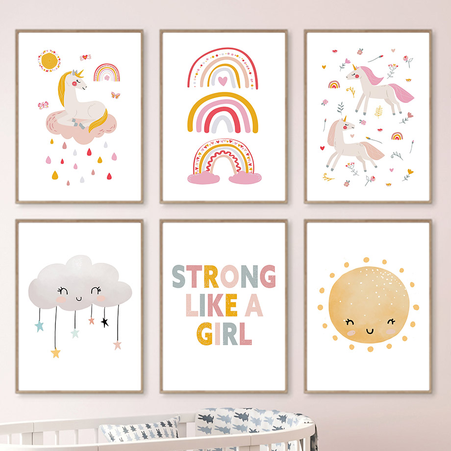 Kawaii Cartoon Unicorn Rainbow - Baby Unicorn Nursery 리뷰 및 가격