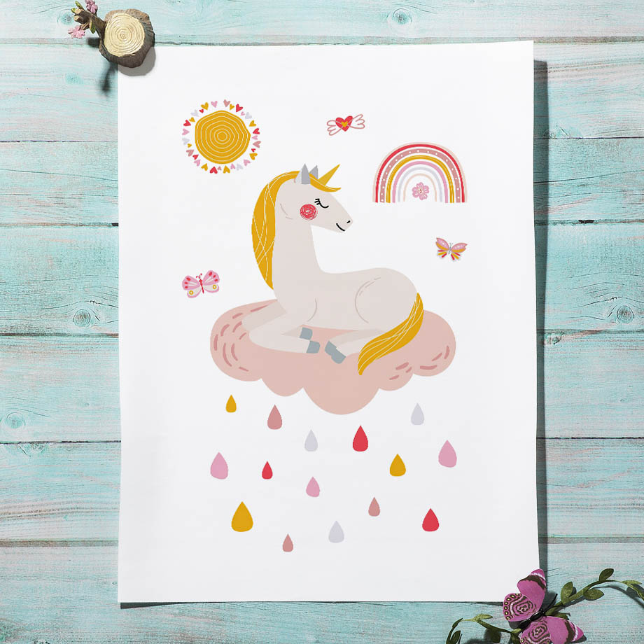 Kawaii Cartoon Unicorn Rainbow - Baby Unicorn Nursery 리뷰 및 가격