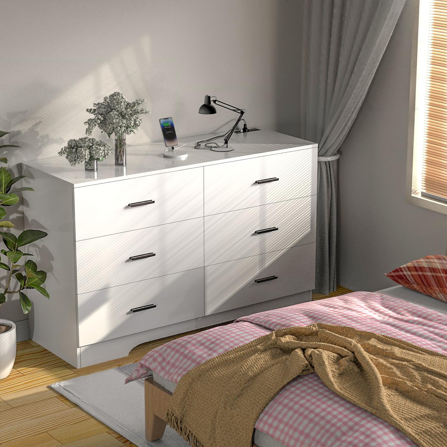 Dresser with Power Outlets Woo - Drawer Dresser White 리뷰 및 가격