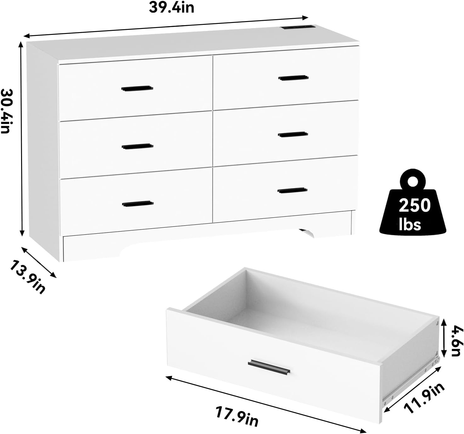 Dresser with Power Outlets Woo - Drawer Dresser White 리뷰 및 가격