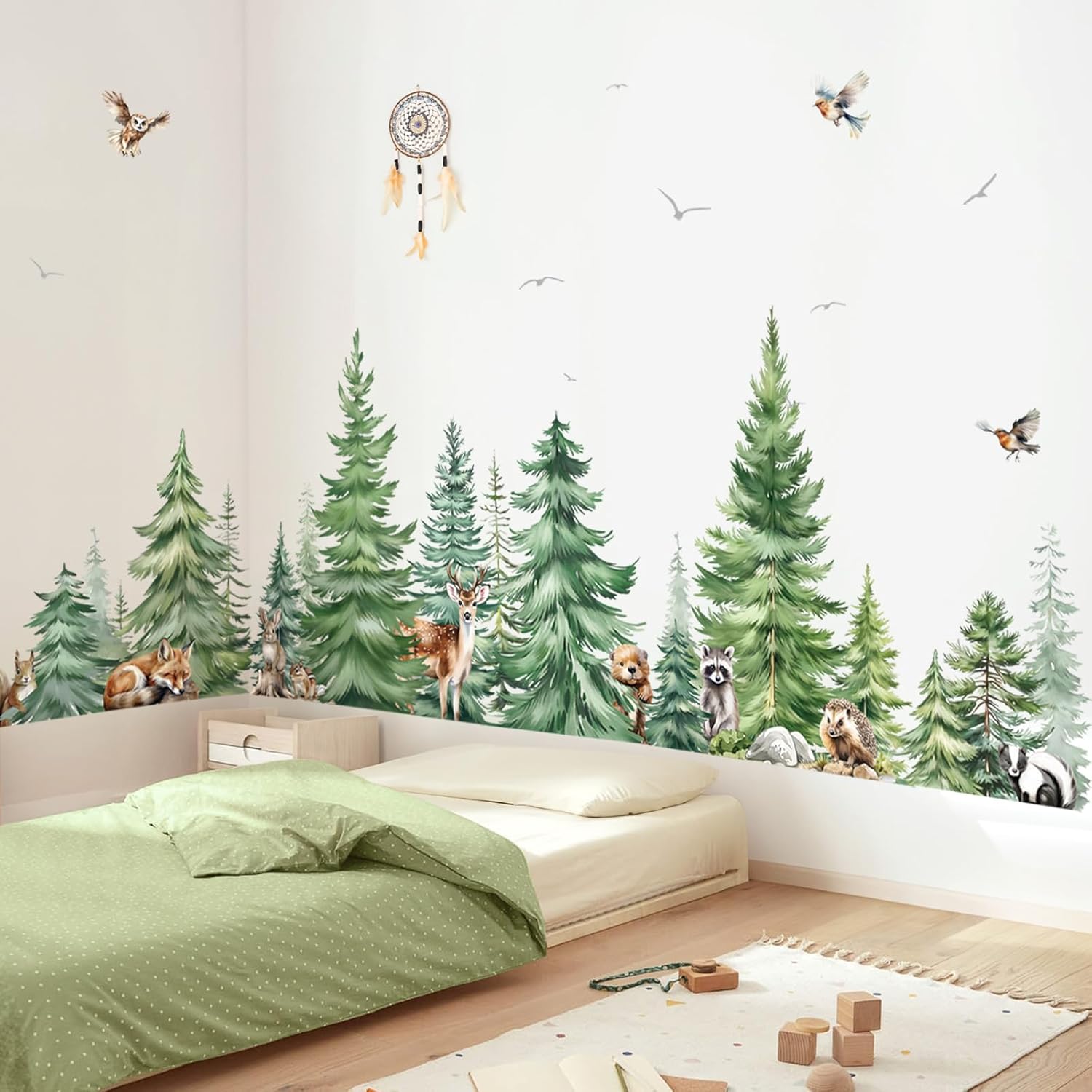 Large Watercolor Pine Tree Ani - Baby Nursery Wallpaper 리뷰 및 가격