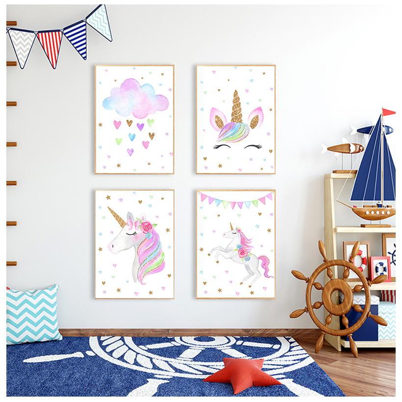 Rainbow Unicorn Wall Art Print - Baby Unicorn Nursery 리뷰 및 가격