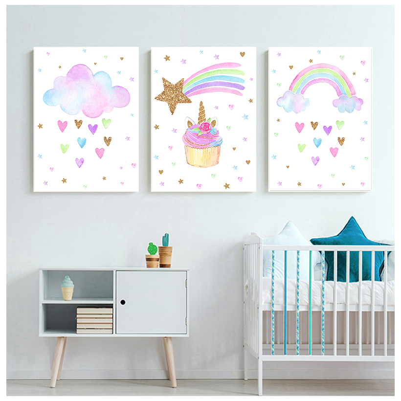 Rainbow Unicorn Wall Art Print - Baby Unicorn Nursery 리뷰 및 가격