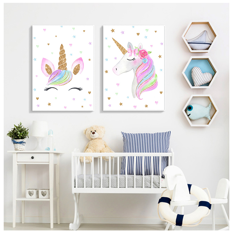 Rainbow Unicorn Wall Art Print - Baby Unicorn Nursery 리뷰 및 가격