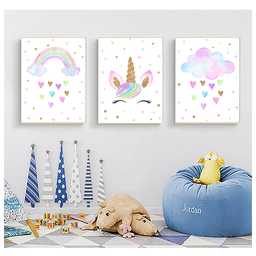 Rainbow Unicorn Wall Art Print - Baby Unicorn Nursery 리뷰 및 가격