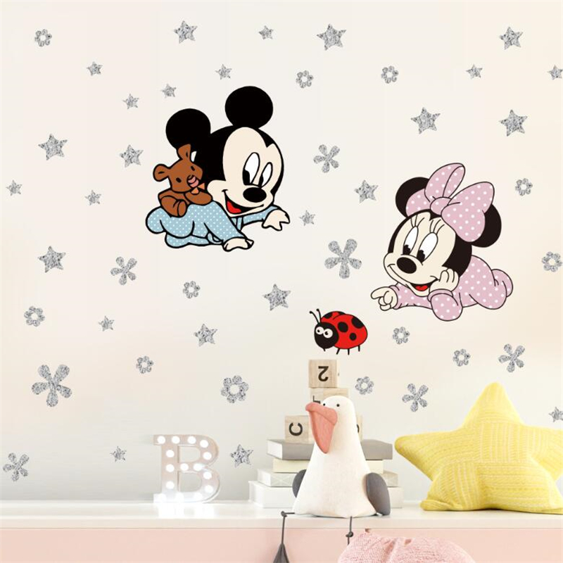 Cartoon Mickey Minnie Mouse Ba - Baby Nursery Wallpaper 리뷰 및 가격