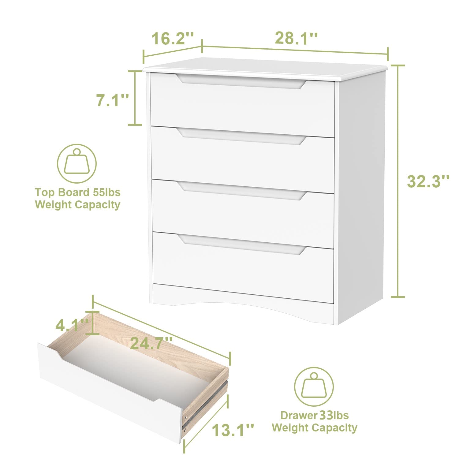 4 Drawer Dresser Bedroom Anti- - Drawer Dresser White 리뷰 및 가격