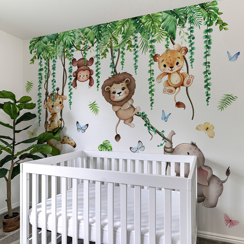 Large Jungle Safari Giraffe Mo - Baby Nursery Jungle Wallpaper 리뷰 및 가격