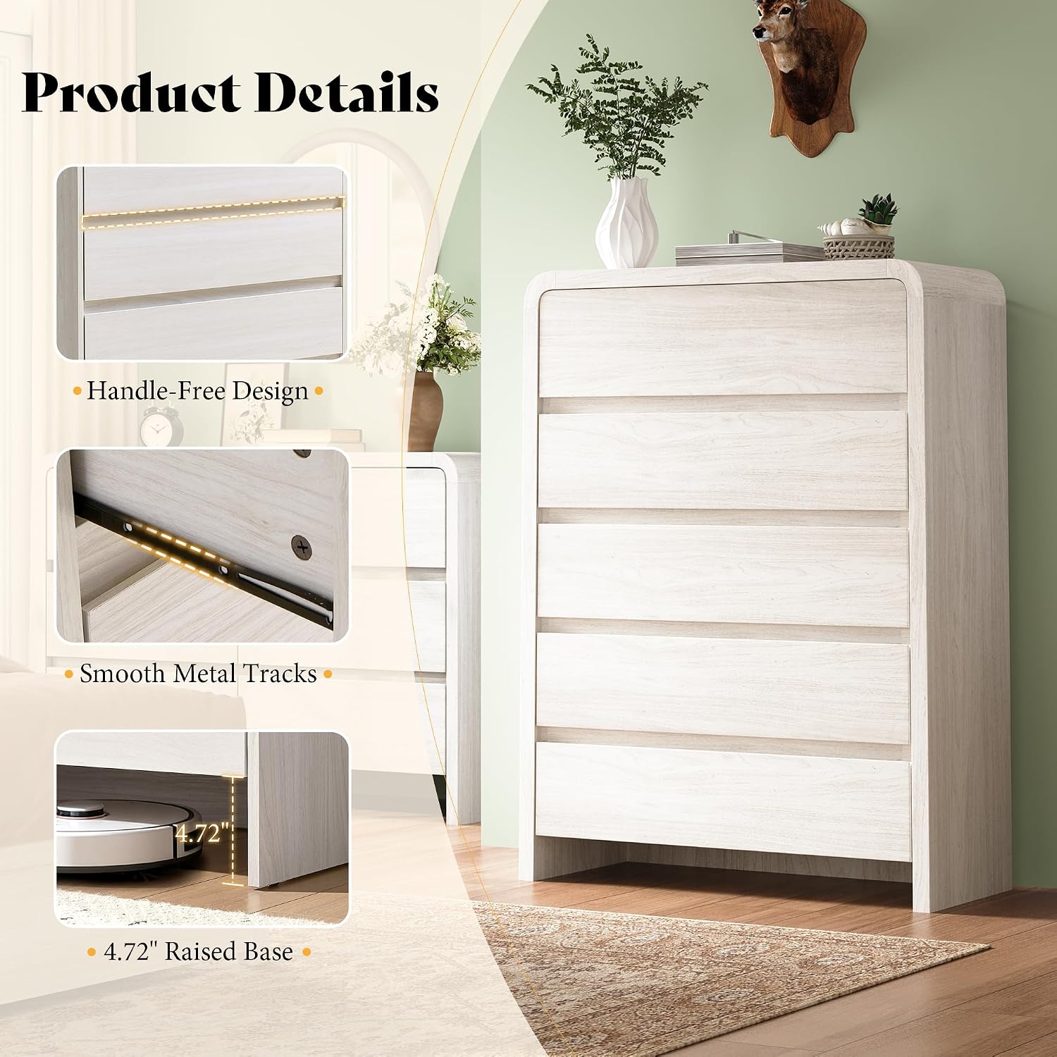 AMERLIFE Modern 3-Piece Bedroo - Drawer Dresser White 리뷰 및 가격