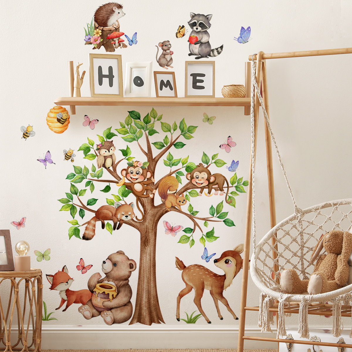 Cartoon Jungle Animal Tree Wal - Baby Nursery Jungle Wallpaper 리뷰 및 가격