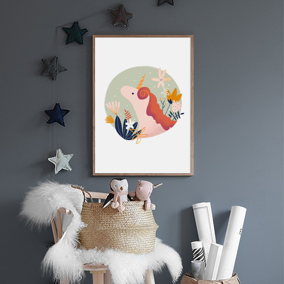 Girl Bedroom Wall Art Cartoon  - Baby Unicorn Nursery 리뷰 및 가격