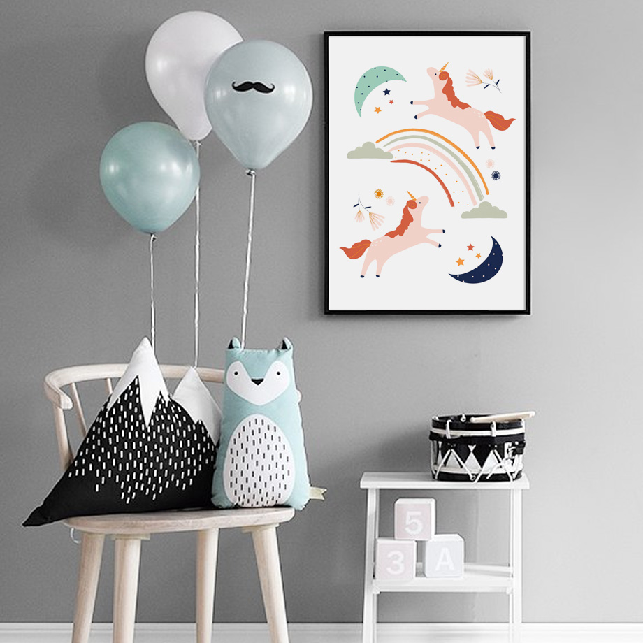 Girl Bedroom Wall Art Cartoon  - Baby Unicorn Nursery 리뷰 및 가격