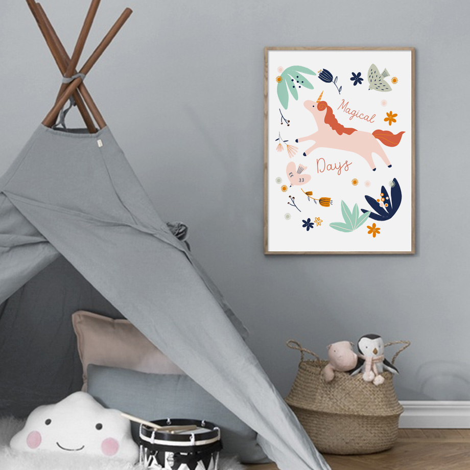 Girl Bedroom Wall Art Cartoon  - Baby Unicorn Nursery 리뷰 및 가격