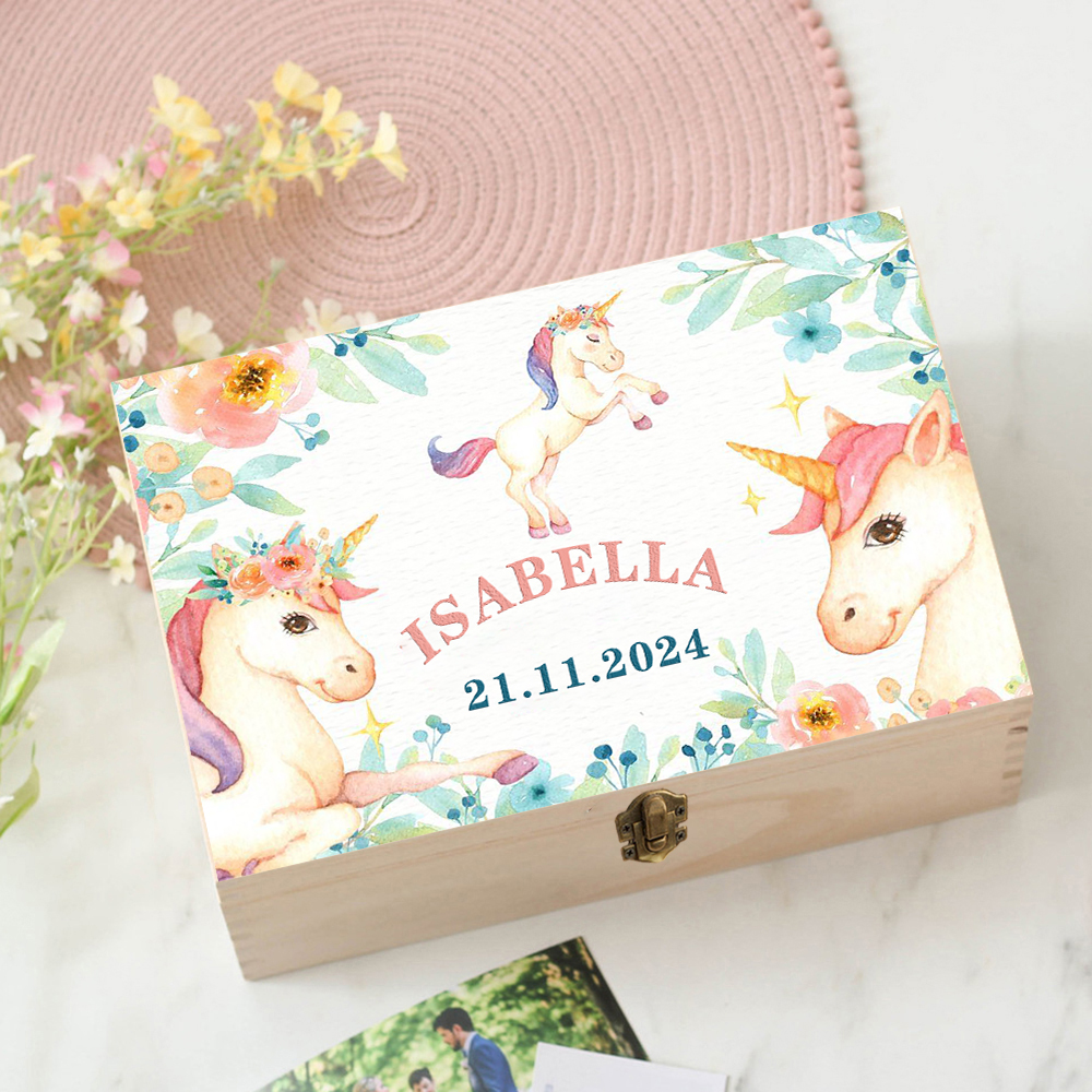 Personalized Unicorn Baby Wood - Baby Keepsake Box 리뷰 및 가격