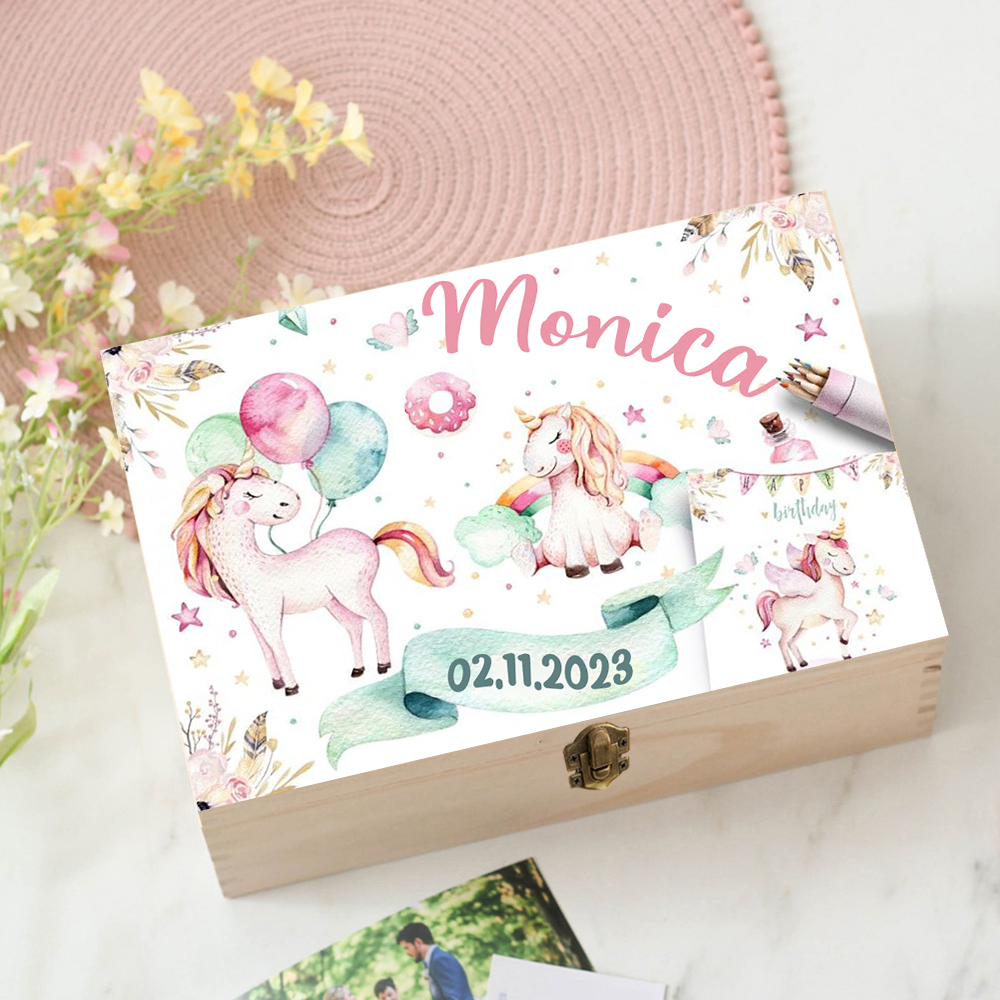 Personalized Unicorn Baby Wood - Baby Keepsake Box 리뷰 및 가격