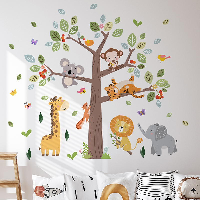 Large Jungle Animal Wall Stick - Baby Nursery Jungle Wallpaper 리뷰 및 가격
