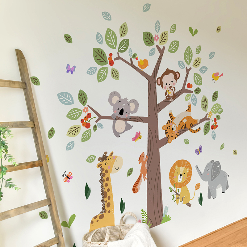 Large Jungle Animal Wall Stick - Baby Nursery Jungle Wallpaper 리뷰 및 가격