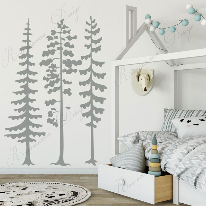 Minimalist Forest Pine Tree Wa - Baby Nursery Vinyl Wall Stickers 리뷰 및 가격