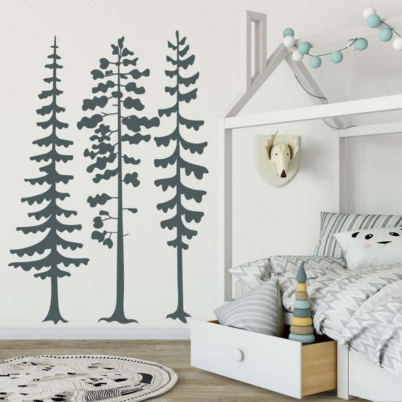 Minimalist Forest Pine Tree Wa - Baby Nursery Vinyl Wall Stickers 리뷰 및 가격
