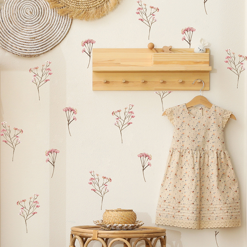 Pink  Watercolor Flower Wall S - Baby Nursery Wallpaper 리뷰 및 가격