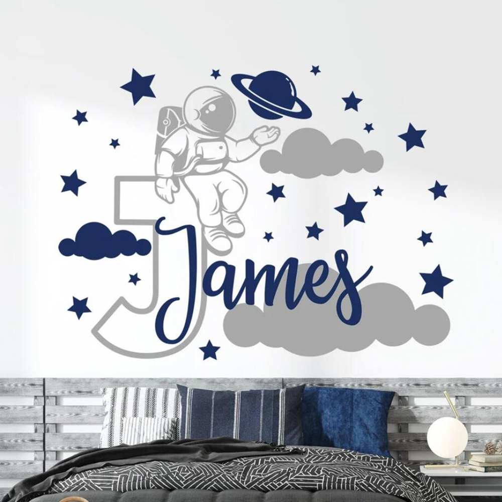 Custom Name Cartoon Space Astr - Baby Nursery Boy 리뷰 및 가격