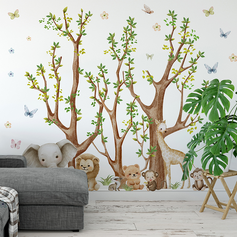 Jungle Safari Animal Park Wall - Baby Nursery Jungle Wallpaper 리뷰 및 가격