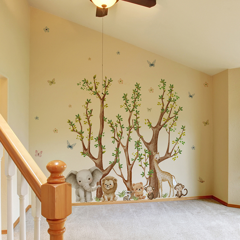 Jungle Safari Animal Park Wall - Baby Nursery Jungle Wallpaper 리뷰 및 가격