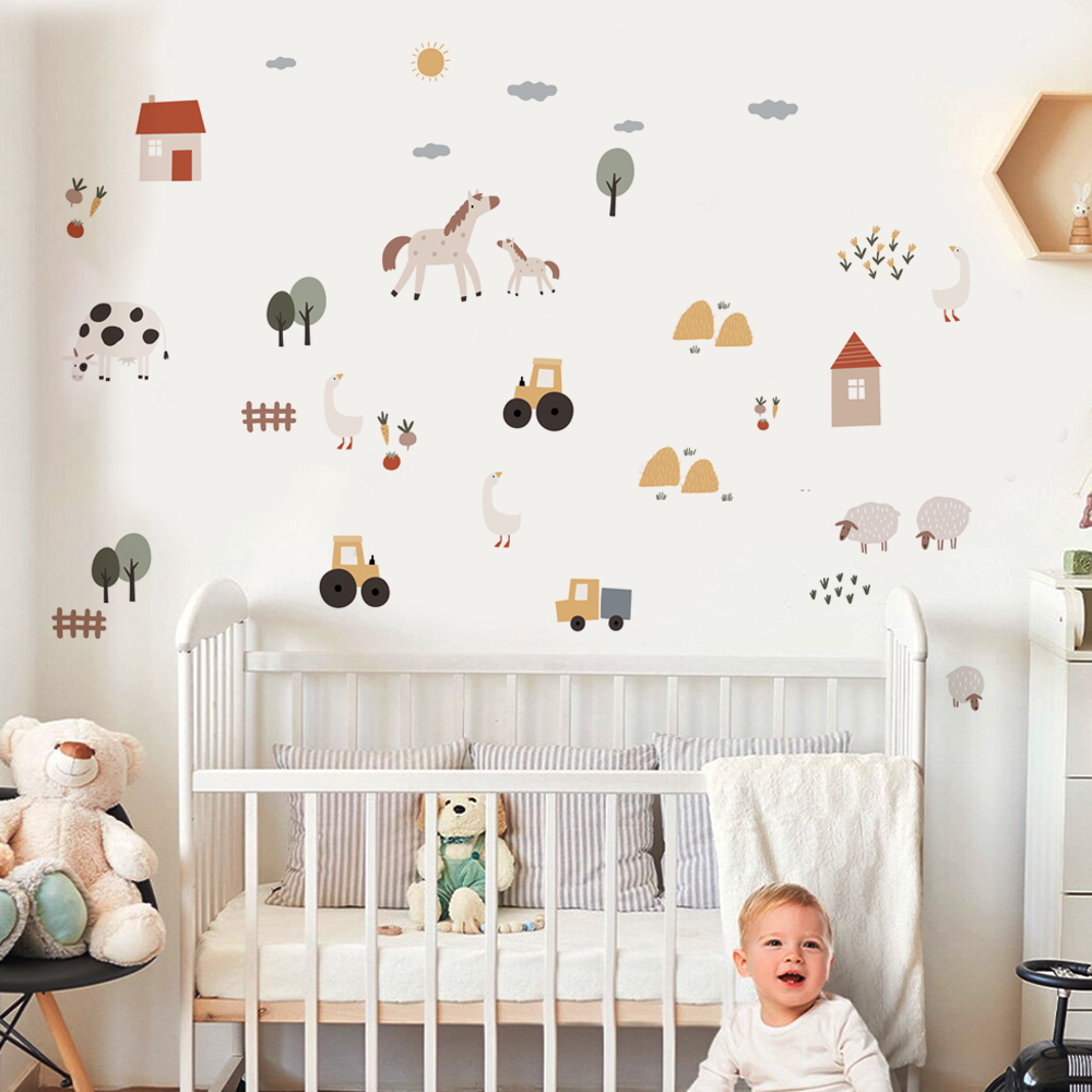 Boho Cartoon Cute Cows Farm An - Baby Nursery Vinyl Wall Stickers 리뷰 및 가격