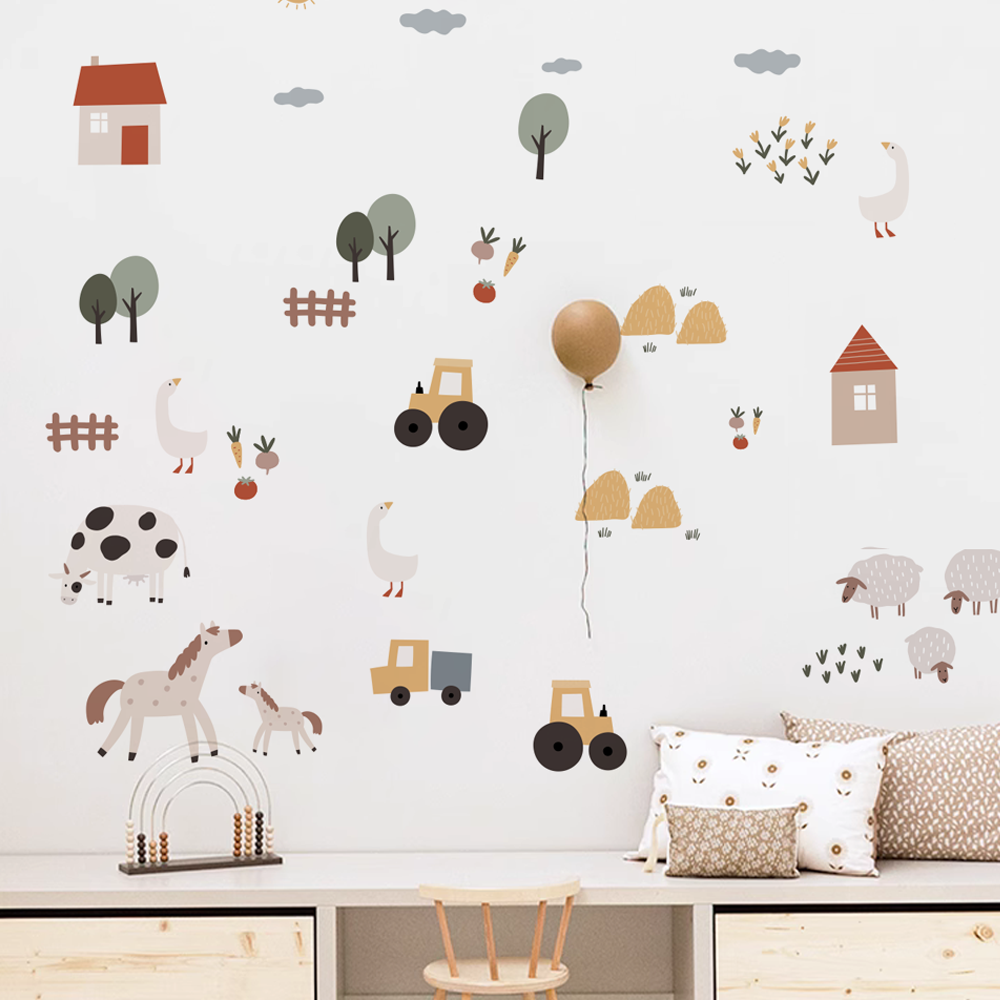 Boho Cartoon Cute Cows Farm An - Baby Nursery Vinyl Wall Stickers 리뷰 및 가격