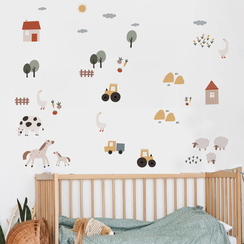 Boho Cartoon Cute Cows Farm An - Baby Nursery Vinyl Wall Stickers 리뷰 및 가격