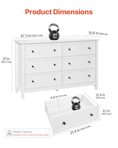 6 Drawer White Wooden Dresser  - Drawer Dresser White 리뷰 및 가격